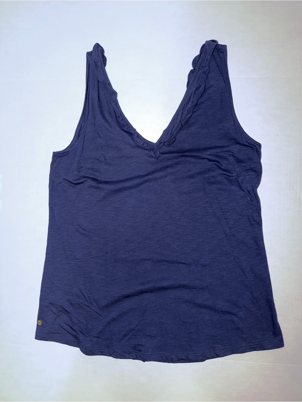 Lilly Pulitzer Navy Blue V-Neck Tank with Scalloped Trim